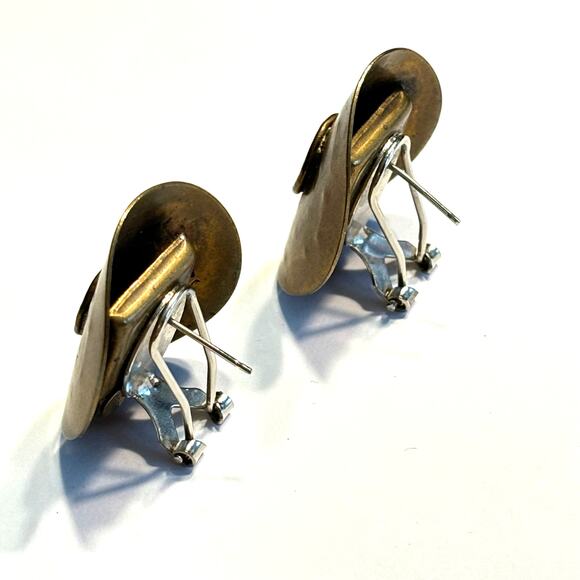 Marjorie Baer SF pierced earrings vintage Brutalist artisan unique hand crafted - Picture 4 of 7